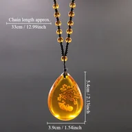 Inne - 1 szt. Bursztynowy Pływający Naszyjnik z Koralików z Wosku Pszczelego w Słonej Wodzie, Naszyjnik z Wosku Miodowego Bursztynowy Wisiorki Biżuteria - miniaturka - grafika 1