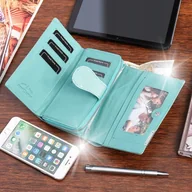 Portfele - Damski SKÓRZANY PORTFEL duży lakier suwak croco - miniaturka - grafika 1