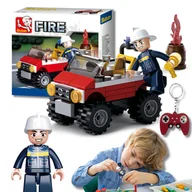 Klocki - KLOCKI SLUBAN B0621 Mały Wóz Strażacki FIRE 158 EL. + BRELOK PAD GUMOWY (MIX WZORÓW) - miniaturka - grafika 1