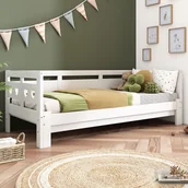 Łóżka dla dzieci i młodzieży - Flieks łóżko dzienne rozkładane, sofa łóżko młodzieżowe 90x190cm/180x190cm, funkcjonalne łóżko dziecięce łóżko gościnne łóżko z litego drewna, białe - miniaturka - grafika 1