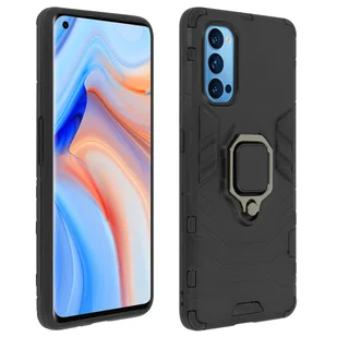 Odporne na wstrząsy hybrydowe etui Oppo Reno 4 Pro 5G z metalową podstawką pierścieniową w kolorze czarnym - Etui i futerały do telefonów - miniaturka - grafika 1