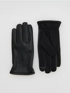 Czapki męskie - Reserved - Rękawiczki z imitacji skóry - czarny - miniaturka - grafika 1