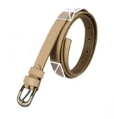 Paski - Pasek Damski Skórzany Gładki CezMar (PL) 20 mm Skóra Licowa KREMOWY Wąski - miniaturka - grafika 1