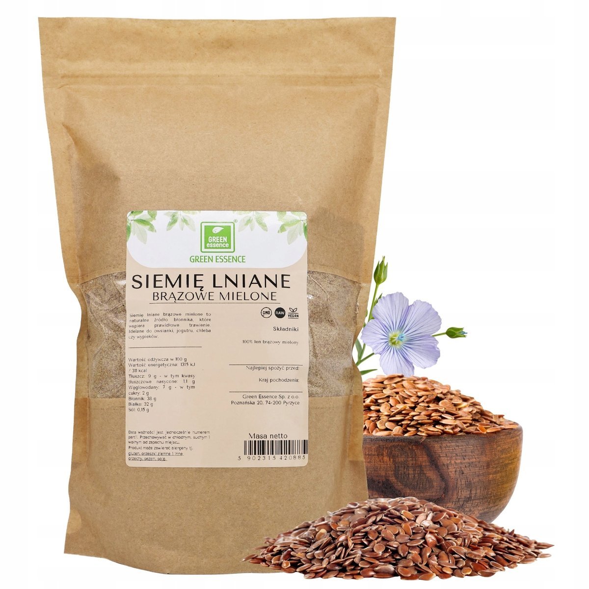 Siemię lniane brązowe mielone - 1 kg
