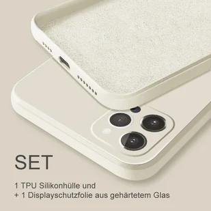 Etui ochronne SOONTEC (białe) do Apple IPhone 13, ochronne etui TPU + 1 osłona ekranu ze szkła pancernego, PEŁNA OSŁONA SZKŁA - Etui i futerały do telefonów - miniaturka - grafika 1