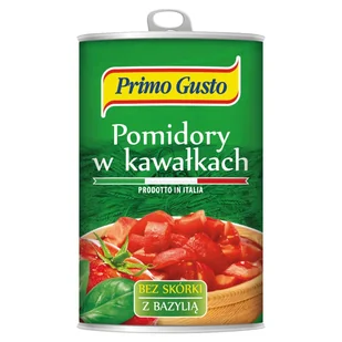 Primo Gusto - Pomidory w kawałkach bez skórki z bazylią - Koncentraty warzywne, przeciery - miniaturka - grafika 1
