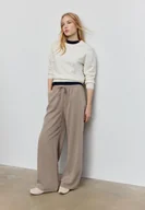 Spodnie damskie - Stradivarius Długie luźne spodnie eleganckie Brązowy S - miniaturka - grafika 1