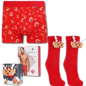 Majtki męskie - ZESTAW ŚWIĄTECZNY BOKSERKI MĘSKIE I SKARPETY PREZENT NA MIKOŁAJKI MORAJ XL - miniaturka - grafika 1