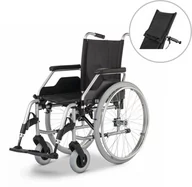 Wózki inwalidzkie - Meyra Wózek inwalidzki ze składaną ramą krzyżakową, uchylnymi podnóżkami i przedłużeniem oparcia BUDGET STAB) - miniaturka - grafika 1