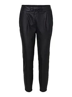 VERO MODA Damskie spodnie Vmeva Mr String Coated P Ga Petite Noos PU, czarny, S x 28L - Spodnie damskie - miniaturka - grafika 1
