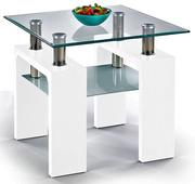 Ławy i stoliki kawowe - Lakierowana ława ELIOR Karis 3X, biały połysk, 60x60x55 cm - miniaturka - grafika 1
