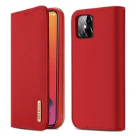 Etui i futerały do telefonów - Dux Ducis Wish skórzane etui pokrowiec ze skóry naturalnej iPhone 12 Pro Max czerwony Czerwony - miniaturka - grafika 1