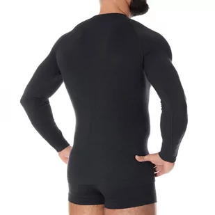 Brubeck - Koszulka termoaktywna z długim rękawem Active Wool Merino - Czarna - LS12820 - Koszulki sportowe męskie - miniaturka - grafika 4
