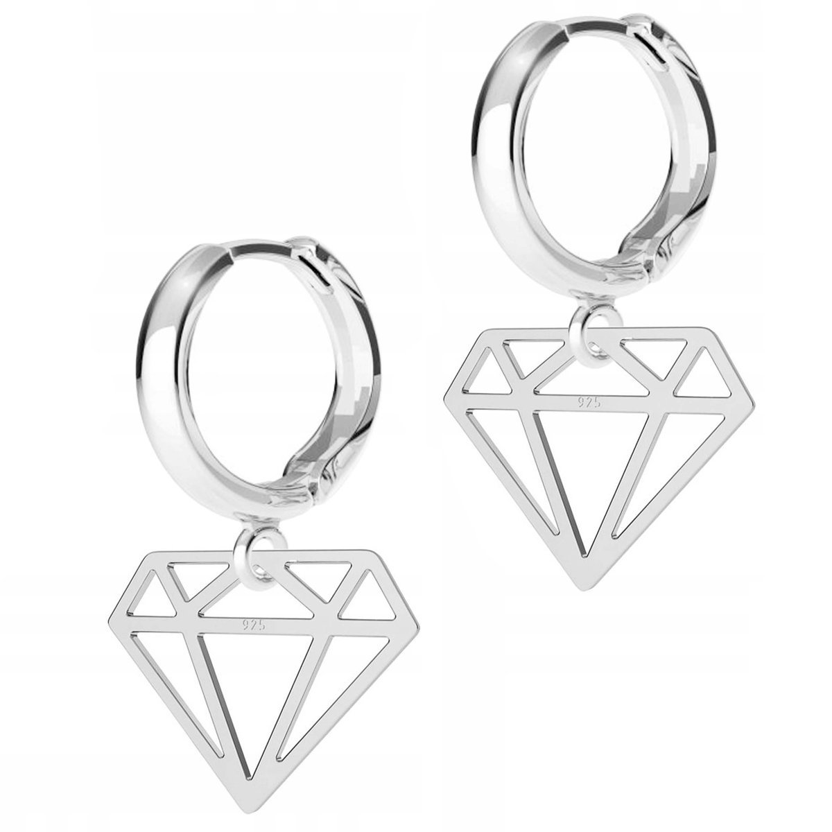 Kolczyki Srebrne Diamenty Klejnoty Blaszka Diament Diamencik SREBRO 925