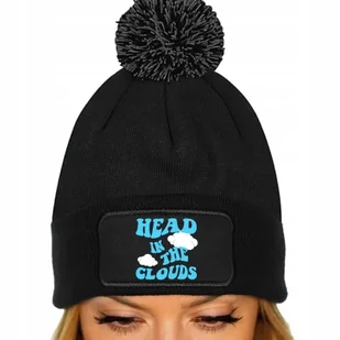 CZAPKA POMPON Jesienna BAWEŁNIANA ZIMOWA CZARNA HEAD IN THE CLOUDS Wzory - Czapki damskie - miniaturka - grafika 1