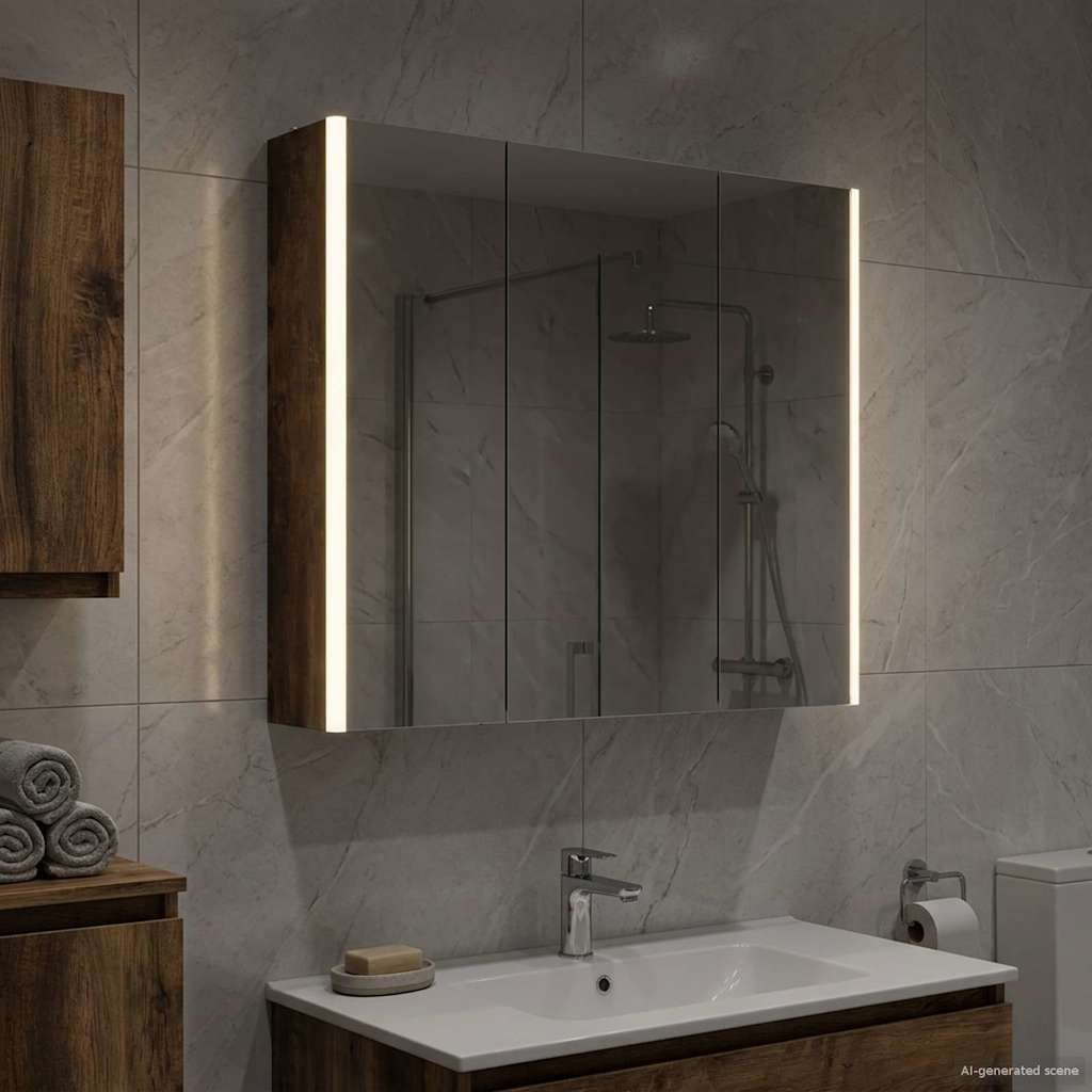 vidaXL vidaXL Szafka z lustrem do łazienki Dąb wędzony 73.5 x 15.5 x 70 cm