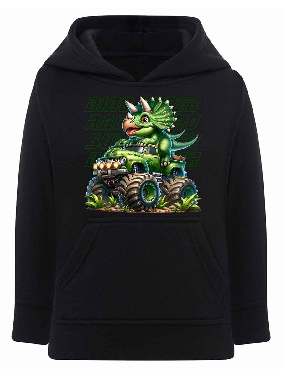 Chłopięca bluza z kapturem Dino super racer czarna Tup Tup r.122/128