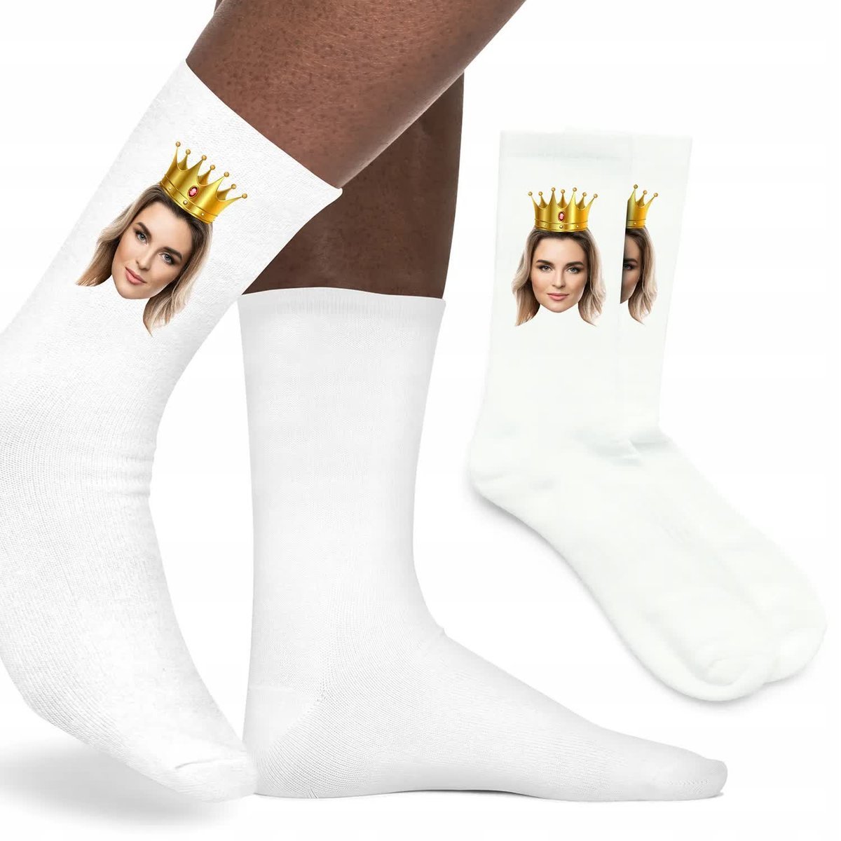 SKARPETY Prezent WŁASNE ZDJĘCIE Twoja TWARZ KRÓLÓWA KREATOR ONLINE 39-45