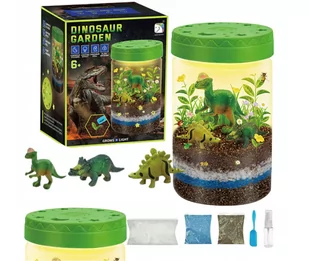 ZESTAW KREATYWNY DINOZAUR TERRARIUM LAMPKA LED PIASEK ROSLINY NAKLEJKI - Mały naukowiec - miniaturka - grafika 1