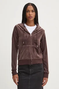 Juicy Couture bluza ROBERTSON CLASS damska kolor brązowy z kapturem gładka JCAP176EU - Bluzy damskie - miniaturka - grafika 1
