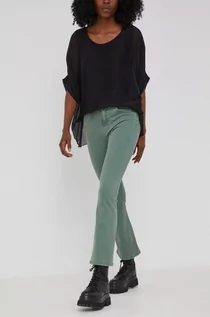 Spodnie damskie - Answear Lab Lab spodnie damskie kolor zielony dzwony high waist - grafika 1