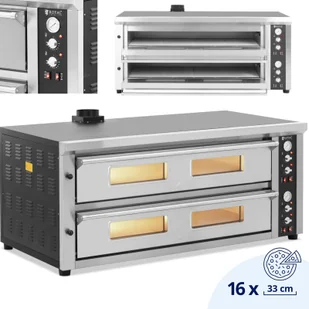 Piec do pizzy podwójny z szamotem na 16 pizz śr. 33 cm 400 V 16800 W - Piece, kotły  i płyty grzejne gastronomiczne - miniaturka - grafika 1
