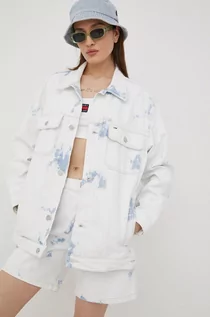 Kurtki damskie - Tommy Jeans kurtka jeansowa BF7091 damska kolor biały przejściowa oversize - grafika 1