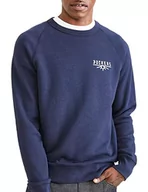 Bluzy męskie - Dockers Oryginalna bluza męska z okrągłym dekoltem, granatowa marynarka + logo Rockers, XXL - miniaturka - grafika 1