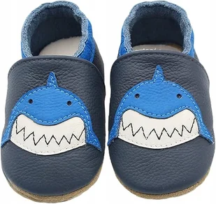 KAPCIE DZIECIĘCE BAREFOOT skórzane 17 0-6m miękkie elastyczne granatowe - Buty dla dziewczynek - miniaturka - grafika 1