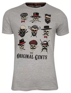Szary Bawełniany T-Shirt Męski -Brave Soul- Krótki Rękaw, w Czaszki, Milord, Oryginalni Panowie - Koszulki męskie - miniaturka - grafika 1