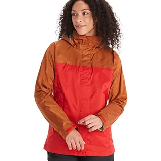 Płaszcze damskie - Marmot Kobiety Wm's PreCip Eco Jacket, Wodoodporna kurtka przeciwdeszczowa, oddychający płaszcz przeciwdeszczowy z kapturem, lekka wiatrówka hardshell na wędrówki, Cairo/Copper, M - grafika 1