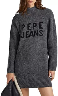 Pepe Jeans Sukienka damska Denisse, Szary (ciemnoszary Marl), XL - Sukienki - miniaturka - grafika 1