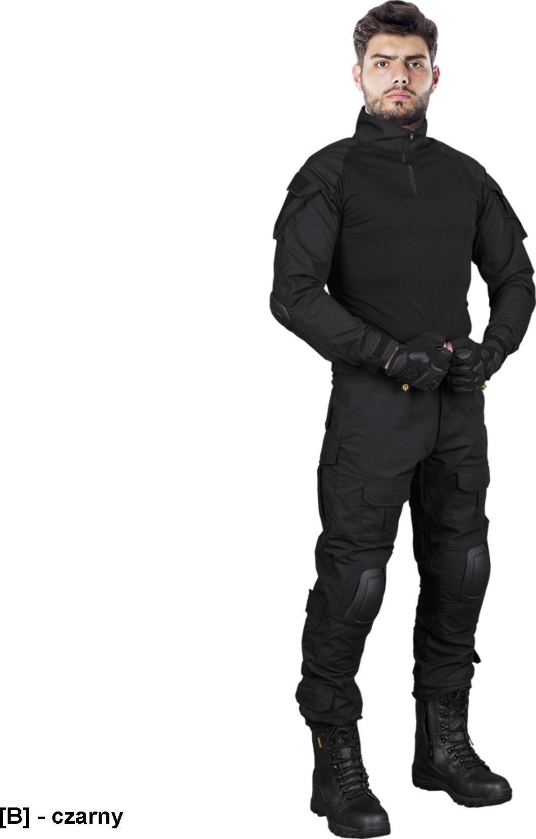 R.E.I.S. TG-PROTECT - ubranie ochronne typu Tactical Guard - bluza+spodnie, 65% poliester, 35% bawełna, 210-220 g/m - czarny 2XL