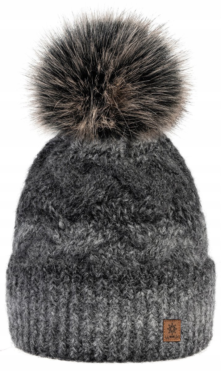 Zimowa CZAPKA CIEPŁA pompon i polar Woolk Peggy