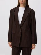 Marynarki i żakiety damskie - Reserved - Marynarka w prążek z wiskozą - ciemnobrązowy - miniaturka - grafika 1