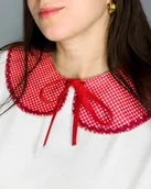 Apaszki i szaliki damskie - Kołnierzyk wiązany, czerwona krateczka - miniaturka - grafika 1