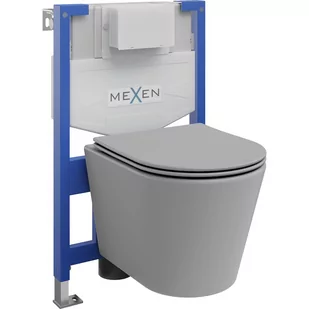 Mexen zestaw podtynkowy WC stelaż Fenix XS-F z miską WC Rico i deską wolnoopadającą, szary jasny mat - Stelaże i zestawy podtynkowe do WC - miniaturka - grafika 1