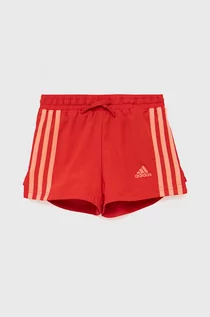 Spodnie i spodenki dla dziewczynek - adidas Performance szorty dziecięce HE2014 kolor czerwony gładkie regulowana talia - grafika 1