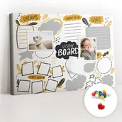 Tablice i flipcharty - Szkolna Tablica korkowa 60x40 cm, Kolorowe Pinezki, wzór Noworoczne cele - miniaturka - grafika 1