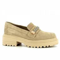 Mokasyny damskie - Beżowe mokasyny na grubej podeszwie CARINII - Carinii - miniaturka - grafika 1
