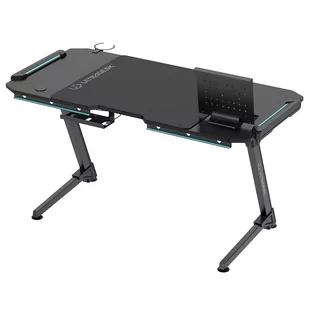 ULTRADESK Biurko dla gracza SPACE XXL V2 BLACK, 144x70 cm, 75 cm, Podświetlenie LED RGB z panelem dotykowym, z podkładką pod mysz - Biurka - miniaturka - grafika 3