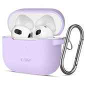 Akcesoria do słuchawek - Etui na słuchawki TECH-PROTECT Silicone Hook do Apple Airpods 3 Fioletowy - miniaturka - grafika 1