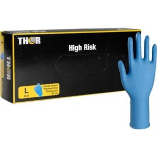 ABENA rękawice nitrylowe Thor High Risk 30cm niebieskie rozm. L, 50szt. - Rękawiczki jednorazowe - miniaturka - grafika 1