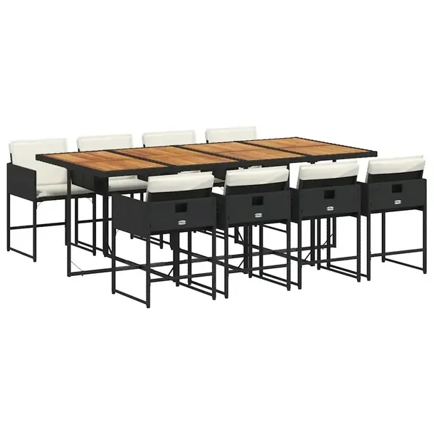 Zestaw mebli ogrodowych z rattanem PE, stół 220x106x73 cm, czarny/brązow