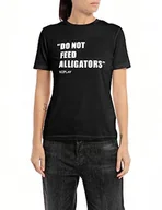 Koszulki i topy damskie - Replay T-shirt damski, 098 BLACK, L - miniaturka - grafika 1