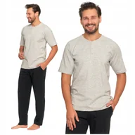 Piżamy damskie - PIŻAMA MĘSKA Dwuczęściowa T-Shirt z Krótkim Rękawem Długie Spodnie MORAJ M - miniaturka - grafika 1