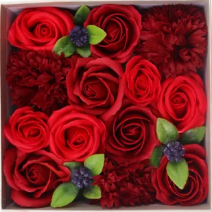 Mydlany Flower Box Czerwone Kwiaty Prezent Urodziny - Zestawy upominkowe - miniaturka - grafika 1