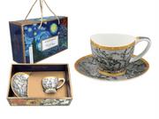 Filiżanki - Filiżanka espresso Vanessa - V. van Gogh, Kwitnący Migdałowiec, srebrny (CARMANI) - miniaturka - grafika 1