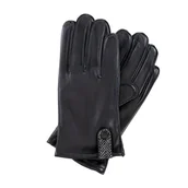 Rękawiczki - Rękawiczki męskie ze skóry z paskiem czarne - miniaturka - grafika 1