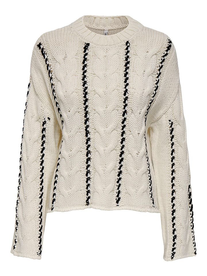 ONLY Sweter w kolorze kremowo-czarnym